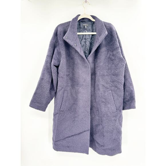 Eileen Fisher Sheared Suri Alpaca Stand Collar Coat Size L - Picture 2 of 6